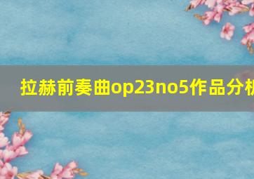 拉赫前奏曲op23no5作品分析