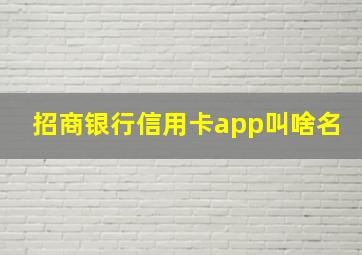 招商银行信用卡app叫啥名