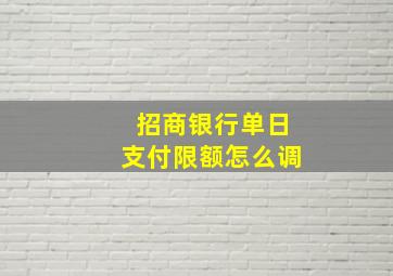 招商银行单日支付限额怎么调