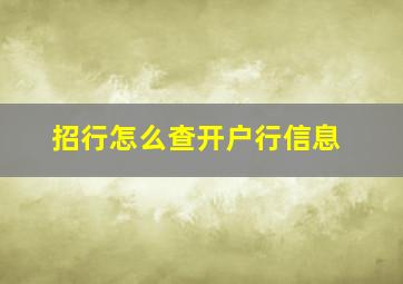 招行怎么查开户行信息