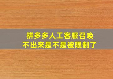 拼多多人工客服召唤不出来是不是被限制了