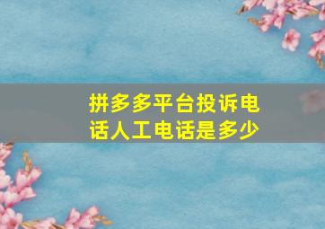 拼多多平台投诉电话人工电话是多少