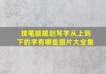 按笔顺规划写字从上到下的字有哪些图片大全集