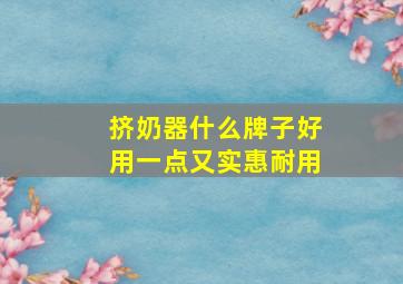 挤奶器什么牌子好用一点又实惠耐用