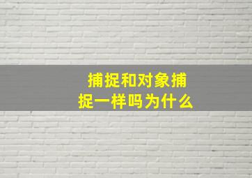 捕捉和对象捕捉一样吗为什么