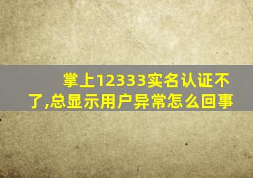 掌上12333实名认证不了,总显示用户异常怎么回事