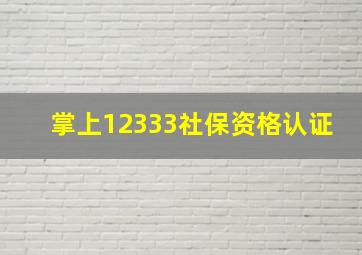 掌上12333社保资格认证