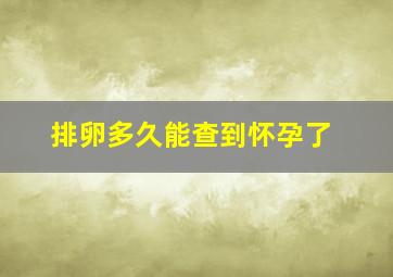 排卵多久能查到怀孕了