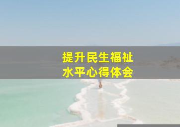 提升民生福祉水平心得体会