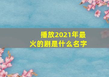 播放2021年最火的剧是什么名字