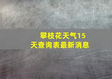 攀枝花天气15天查询表最新消息