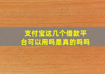 支付宝这几个借款平台可以用吗是真的吗吗