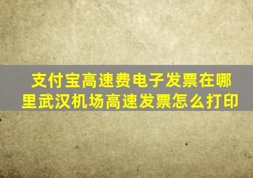 支付宝高速费电子发票在哪里武汉机场高速发票怎么打印