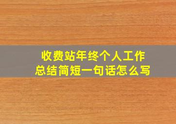 收费站年终个人工作总结简短一句话怎么写