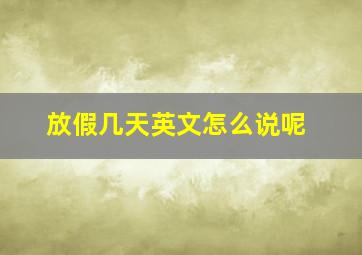 放假几天英文怎么说呢