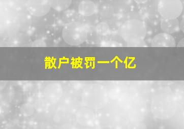 散户被罚一个亿