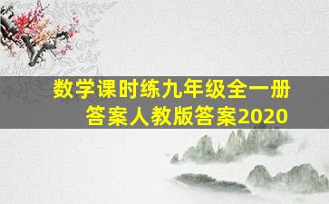 数学课时练九年级全一册答案人教版答案2020