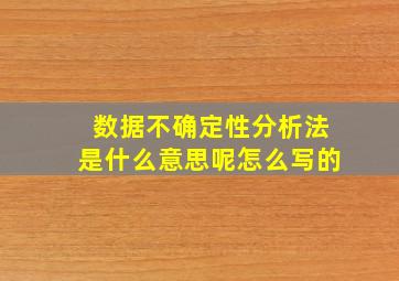 数据不确定性分析法是什么意思呢怎么写的