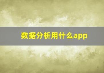 数据分析用什么app