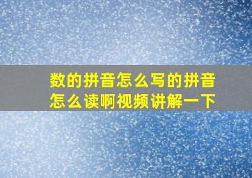 数的拼音怎么写的拼音怎么读啊视频讲解一下