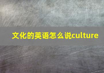 文化的英语怎么说culture