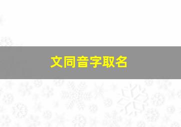 文同音字取名