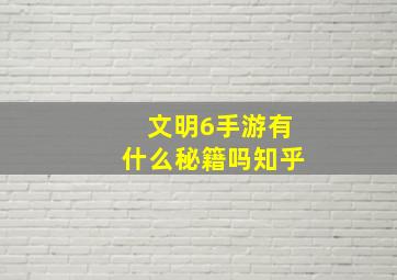 文明6手游有什么秘籍吗知乎