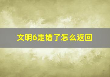 文明6走错了怎么返回