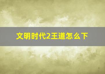 文明时代2王道怎么下