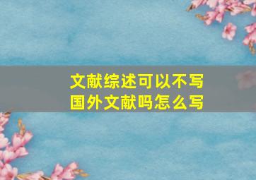 文献综述可以不写国外文献吗怎么写