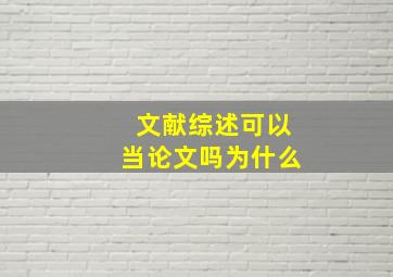 文献综述可以当论文吗为什么