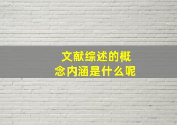 文献综述的概念内涵是什么呢