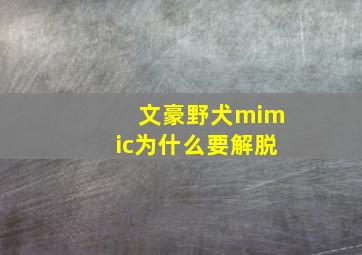 文豪野犬mimic为什么要解脱