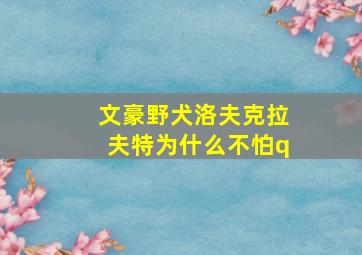 文豪野犬洛夫克拉夫特为什么不怕q