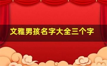 文雅男孩名字大全三个字