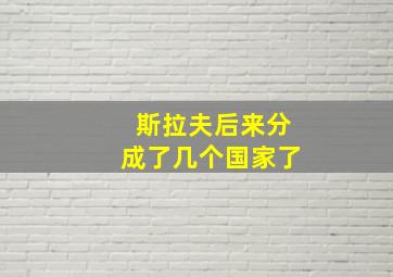 斯拉夫后来分成了几个国家了