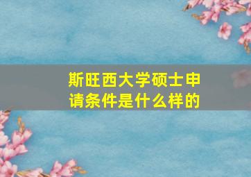 斯旺西大学硕士申请条件是什么样的