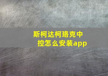 斯柯达柯珞克中控怎么安装app