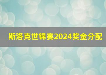 斯洛克世锦赛2024奖金分配