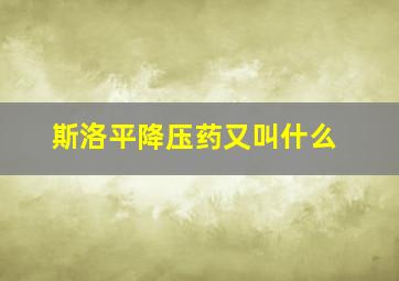 斯洛平降压药又叫什么