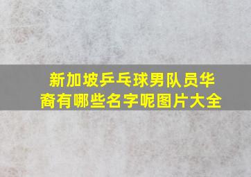 新加坡乒乓球男队员华裔有哪些名字呢图片大全