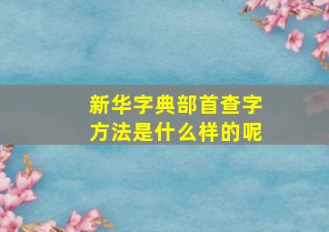 新华字典部首查字方法是什么样的呢