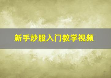 新手炒股入门教学视频