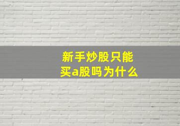 新手炒股只能买a股吗为什么