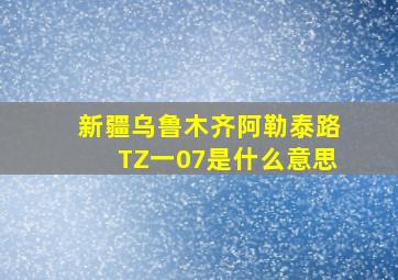 新疆乌鲁木齐阿勒泰路TZ一07是什么意思