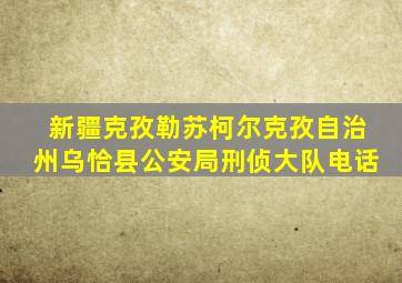 新疆克孜勒苏柯尔克孜自治州乌恰县公安局刑侦大队电话