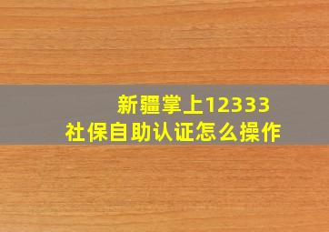 新疆掌上12333社保自助认证怎么操作