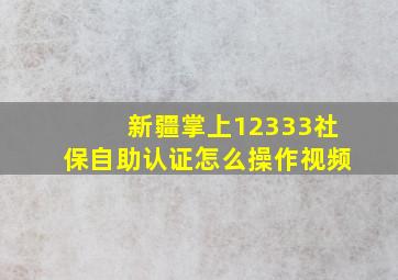 新疆掌上12333社保自助认证怎么操作视频