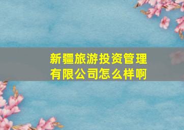 新疆旅游投资管理有限公司怎么样啊