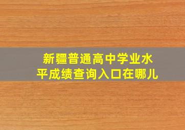 新疆普通高中学业水平成绩查询入口在哪儿